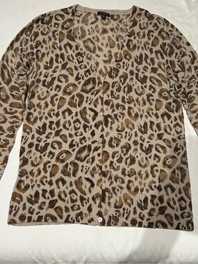 Ann Taylor Leopard Print Button Down Cardigan XL